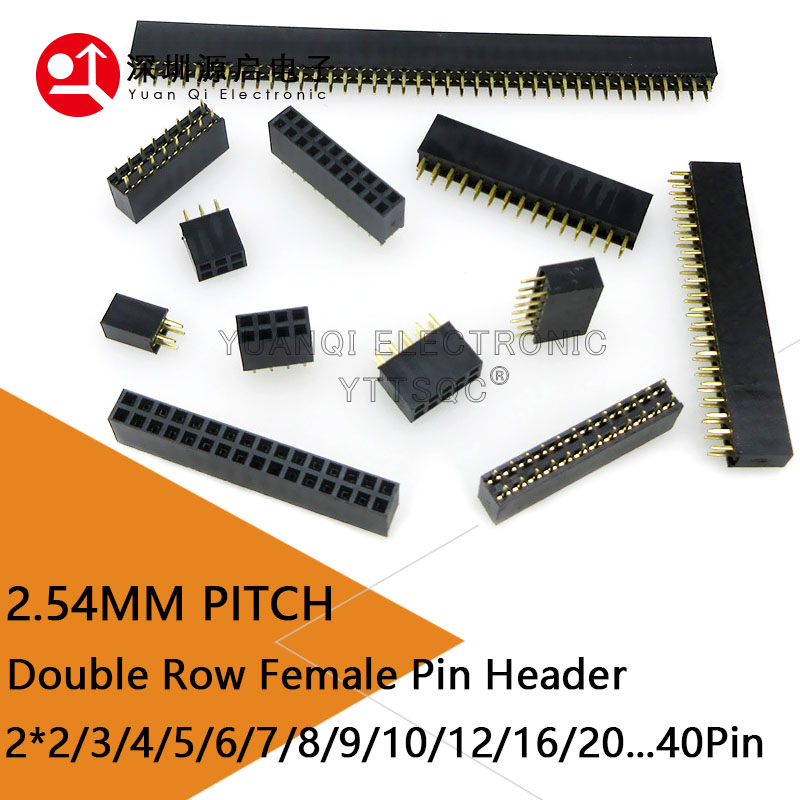 10PCS Zweireihig Pin Buchse Header Buchse Pitch 2,54mm Stecker pinheader 2*2/3/4/5/6/7/8/9/10/11/20/21/25/32/40Pin Für Arduino
