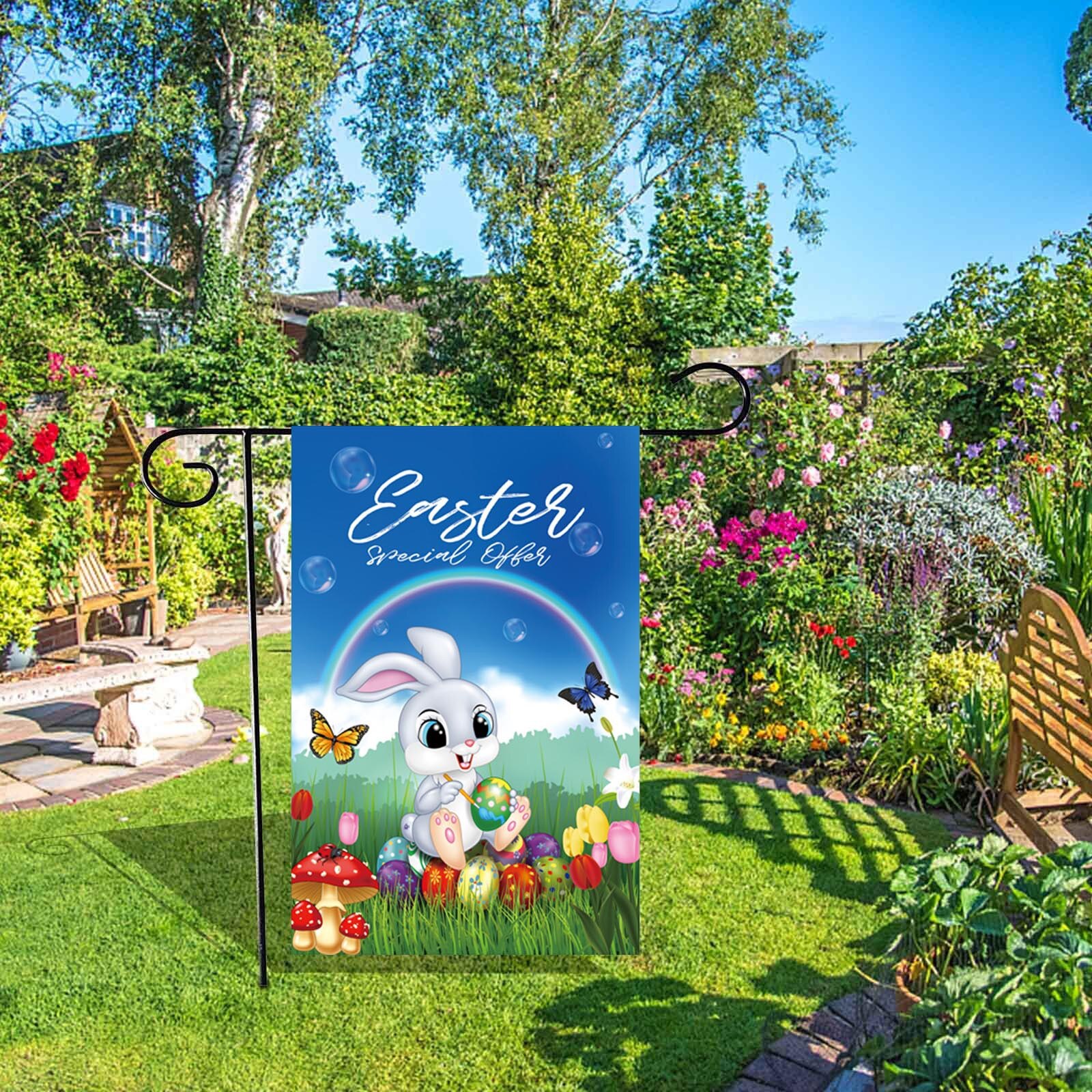 Garden Decoration Easter Banner Flag Happy Easter Decoration Banner Home Decoration Outdoor House Flag Accessories