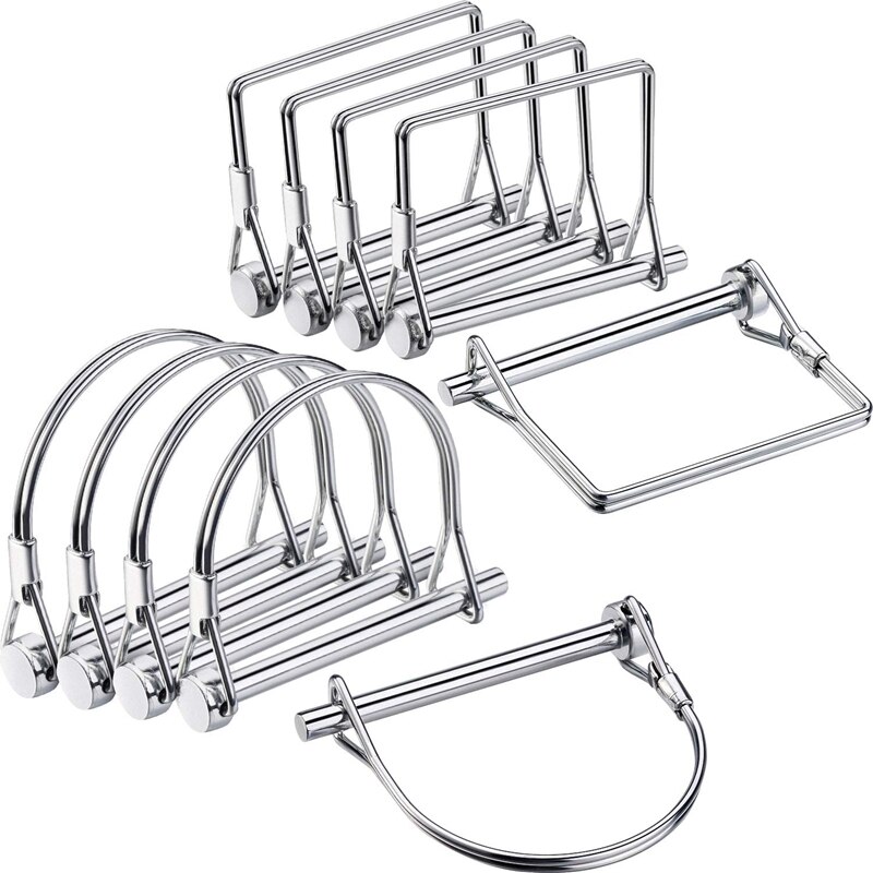10 Pieces Shaft Locking Pin Safety Coupler Pin 1/4 Inch Diameter in 2 Shapes of Square and Arch (Silver)