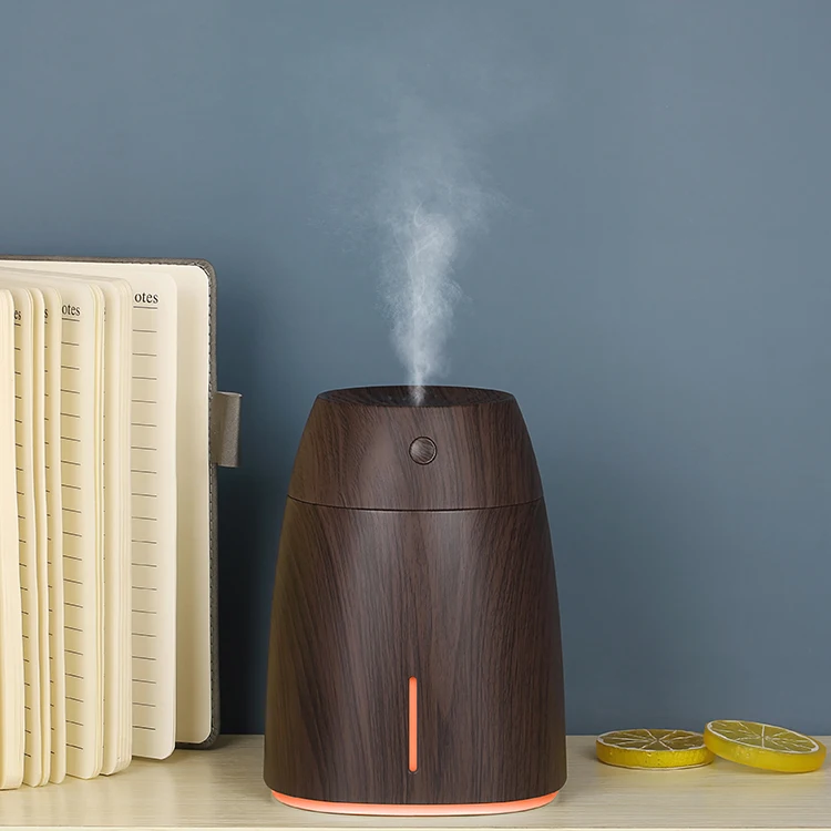 600 ml Holzmaserung Luftbefeuchter USB Aroma Diffusor Zerstäuber USB Haushalt Luftbefeuchter Feuchtigkeitsspendende Instrument Desktop Luftbefeuchter: WHITE