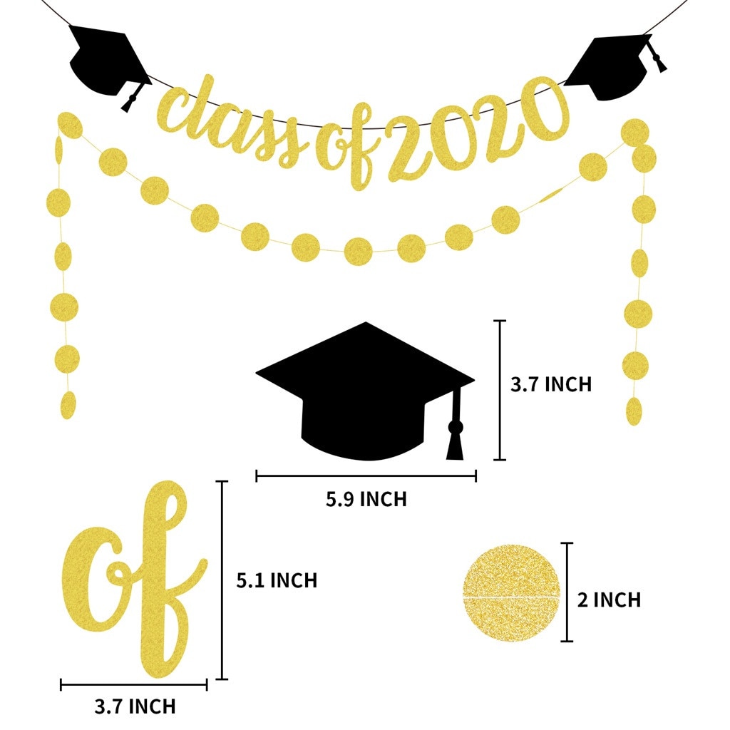 Adult Graduation Cap hat with Tassel Golden/Black Graduation banner party for High School and College