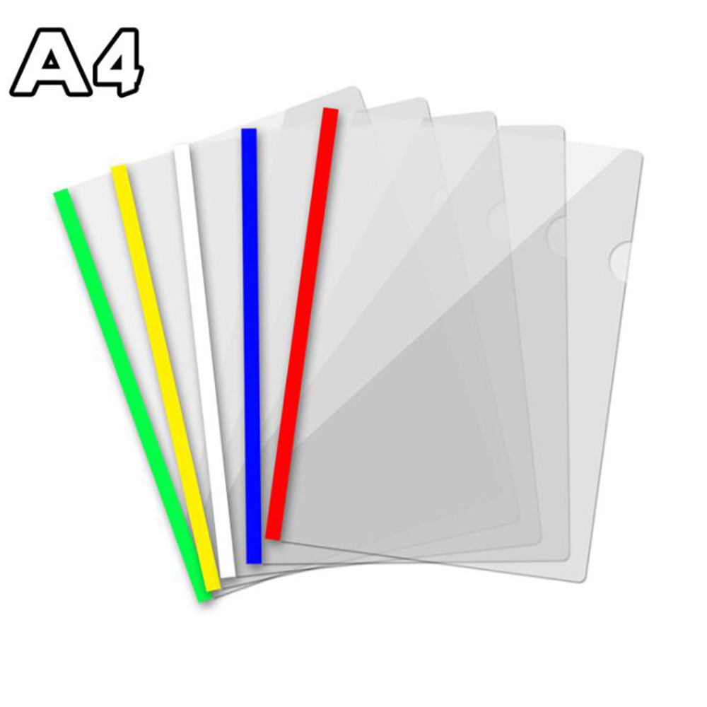 Carpeta de archivos transparente, 4 abrazaderas de barra cargadas, abrazadera de varilla transparente A4, inserción de carpetas de archivos, Informe de libros