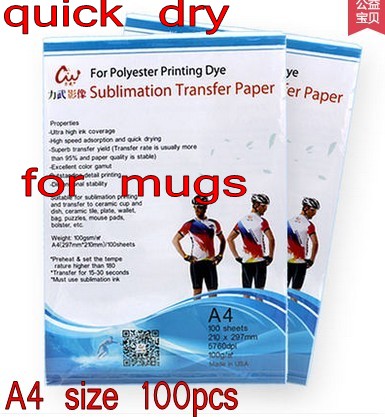 schnell trocken becher Sublimation wärme Transfer papier A4 größe 100 stücke für becher druck