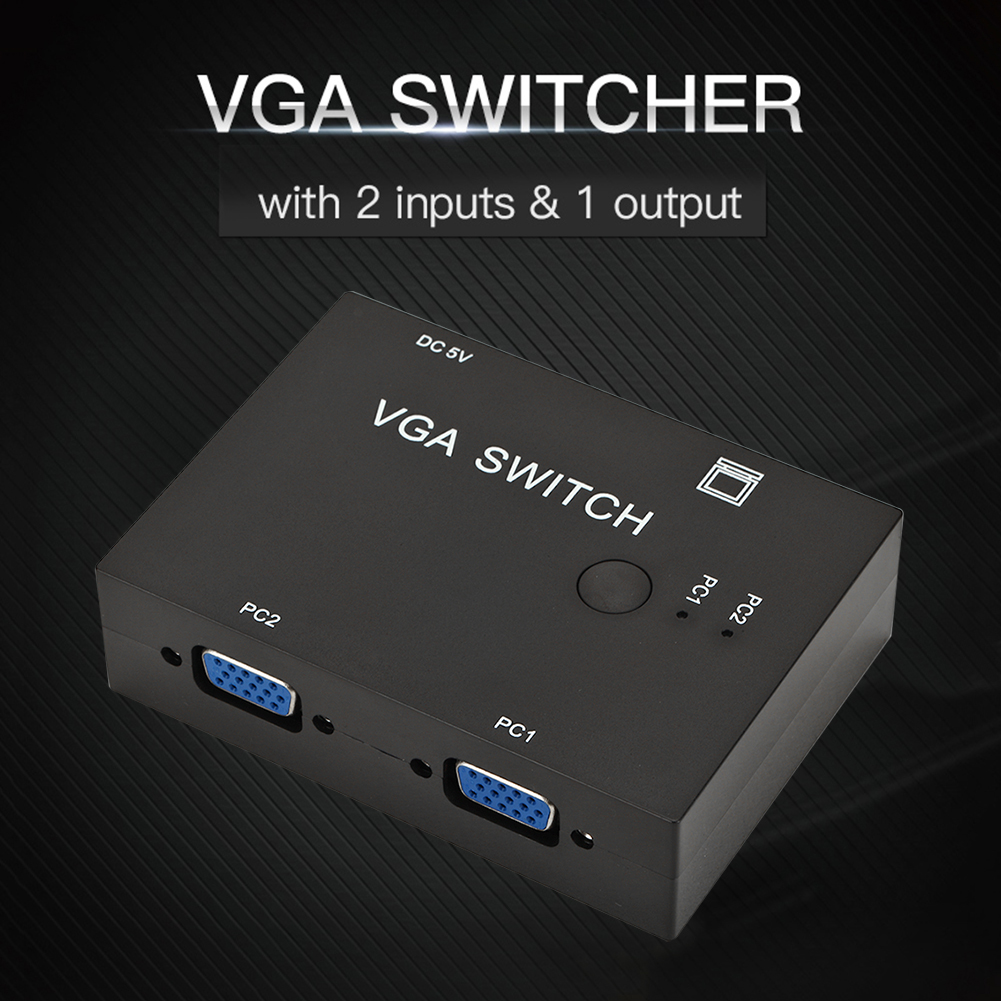 Set-top box vga switch 2 in 1 ut 2 port splitter tv projektor pc switchar dator för skolan kontor prydnader