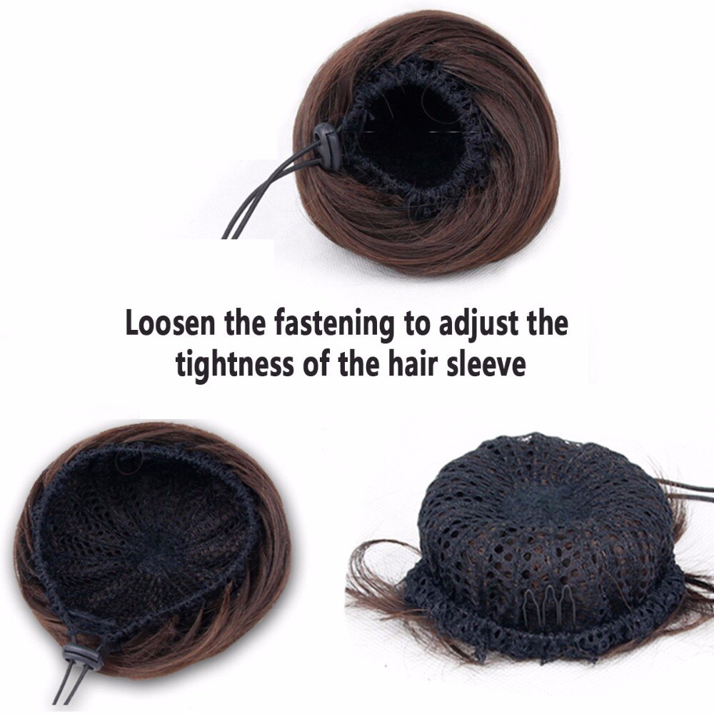 Talang jenter brun blond bolle hår chignon syntetisk smultring rulle hårstykker høy temperatur fiber til kvinner hodeplagg