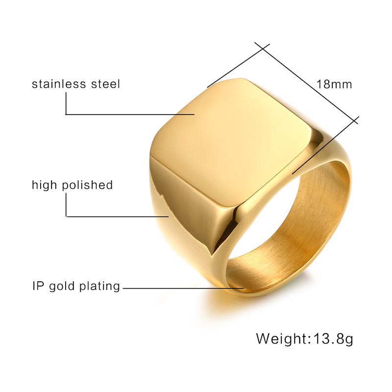 5 Color Signet Ring Stainless Steel Metal Men Jewelry Not Fade