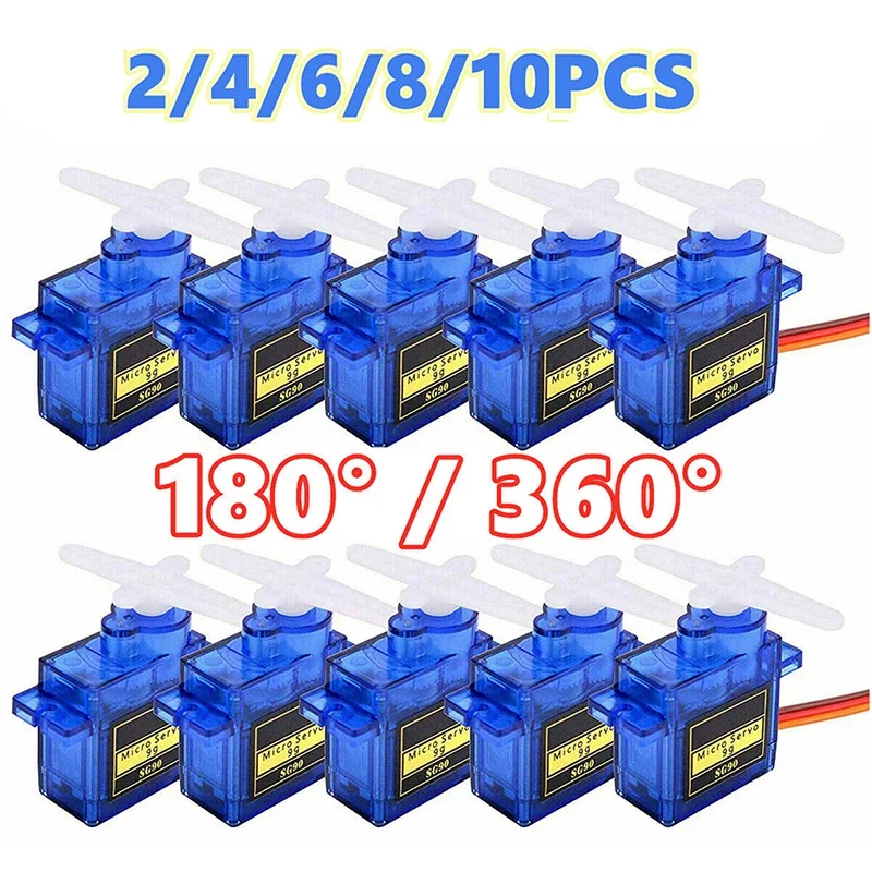 1-10 pièces SG90 9G servomoteur Miniature à voilure fixe Micro servomoteur à engrenages 180/360 degrés pour avion hélicoptère RC avion