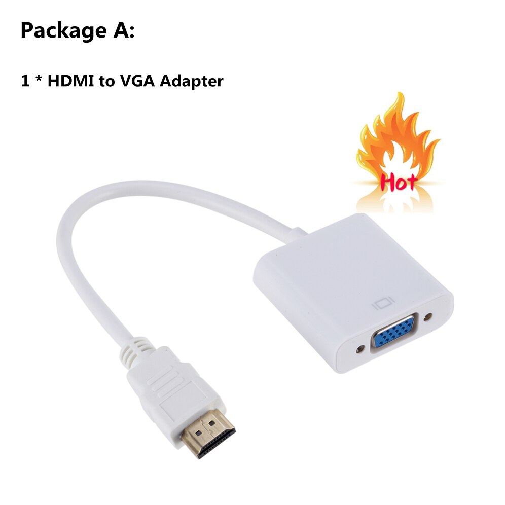 Grwibeou HDMI to VGA Cable Converter HDMI Male To VGA Female Converter Adapter Digital Analog HD 1080P For PC Laptop Tablet: white