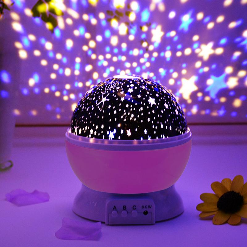 Opgraderet baby nat ledet legetøj med musik stjerne projektor børneseng romantisk roterende bord lys flere farver lysende legetøj