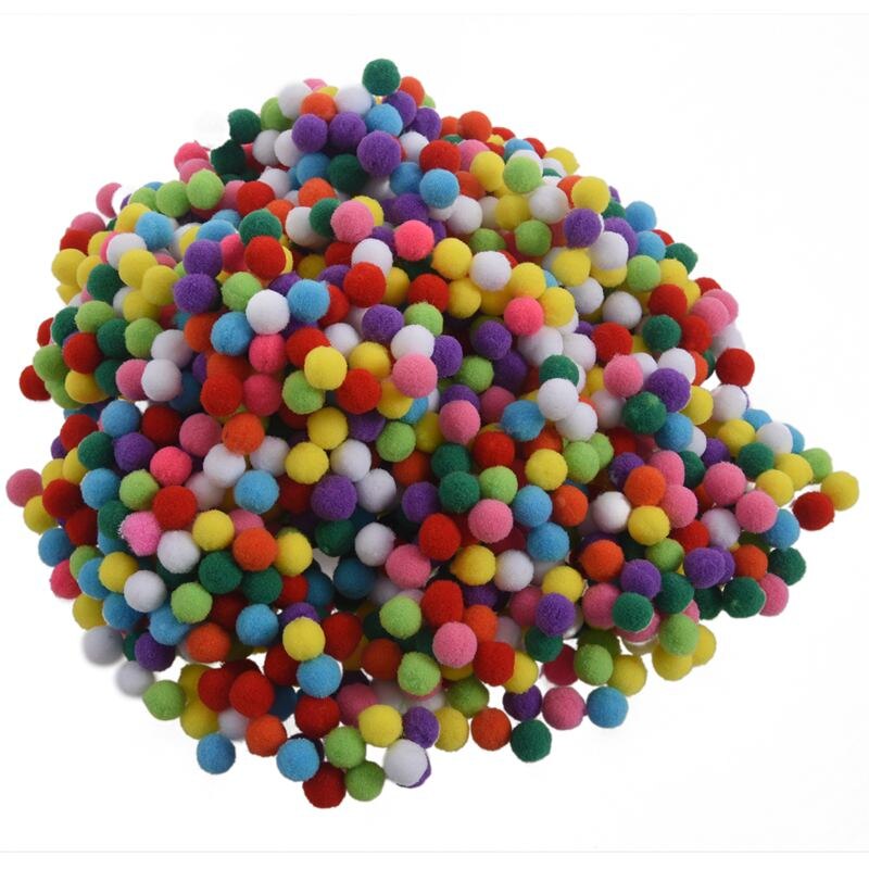 1000 Pcs 10mm Mixed Color Soft Fluffy Pom Poms Pompoms for kids Crafts: Default Title