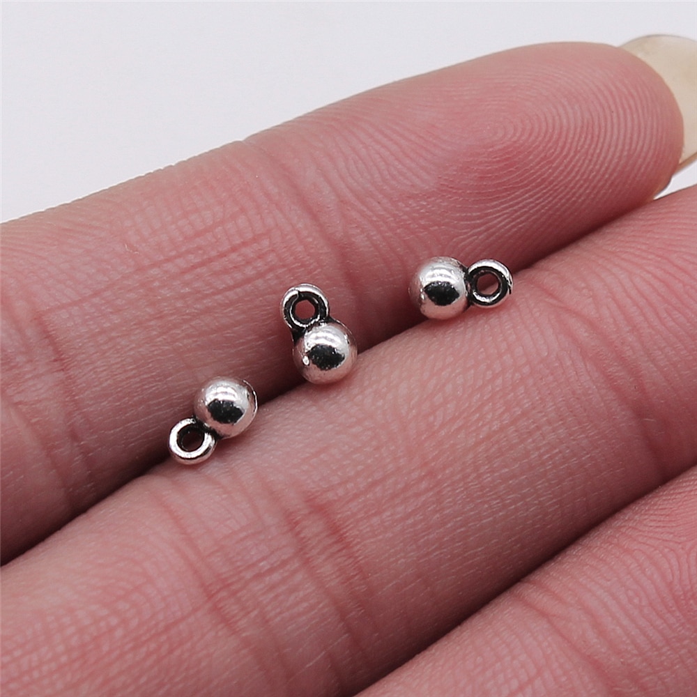 60Stck Charme Kleine Ball Anhänger Antike Silber Farbe 4x6mm Metall Legierung Schmuck DIY Zubehör Schmuck Machen