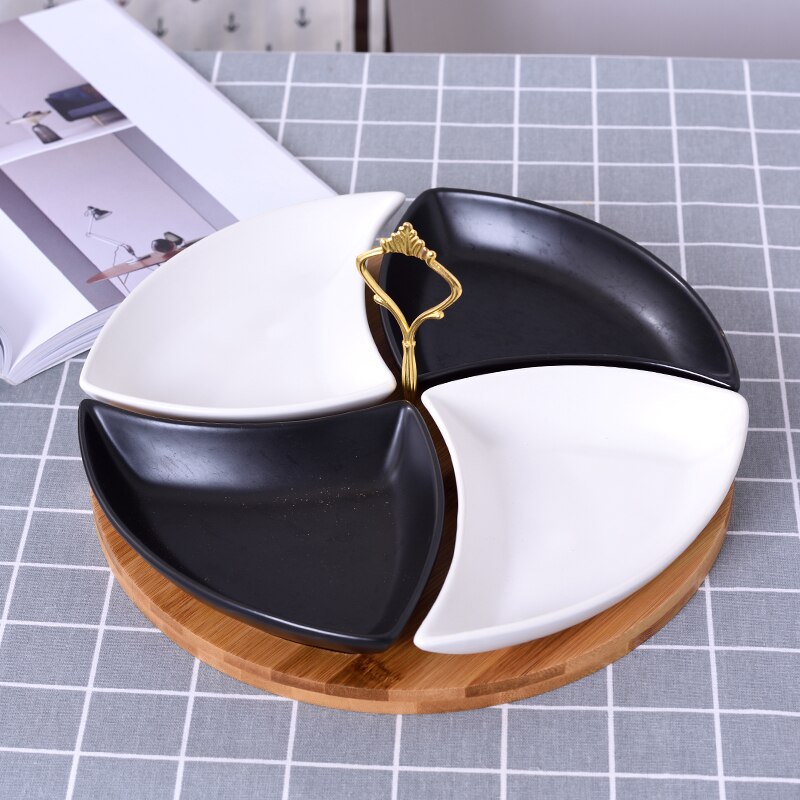 Multifunctionele keramiek Fruitschaal dessert Dessert Dienblad Plaat Snack Schotel 6 Compartimenten Creatieve Home Decoratie trinket dish