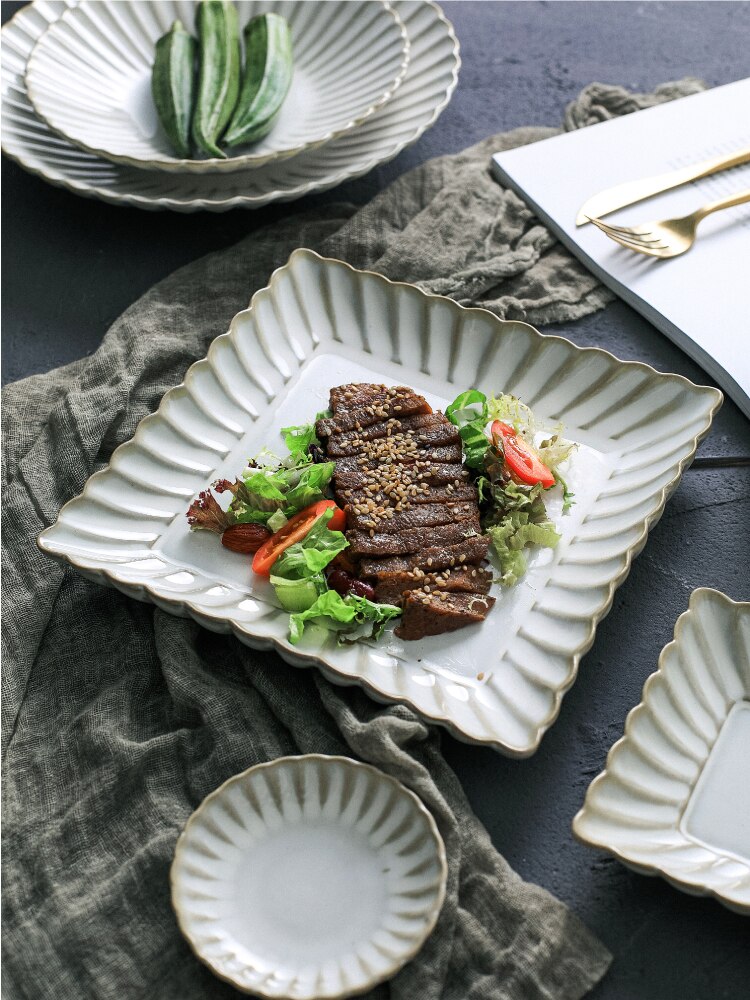 Pasta Food Plate Round Nordic Dessert Cake Sushi Snack Breakfast Plate Pasta Japanese Assiette Ceramique Tableware DE50CP