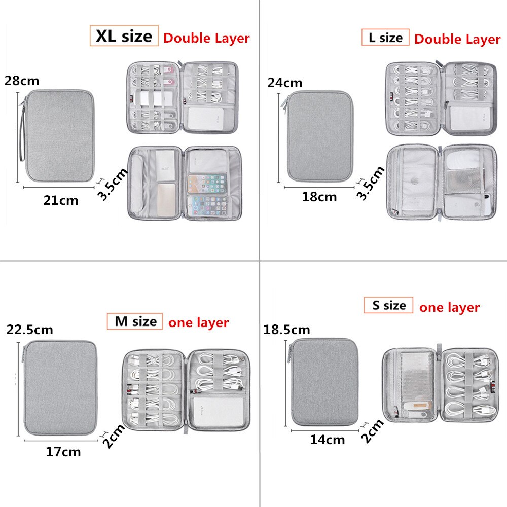 Travel Accessory Cable Bag Portable Digital USB Electronic Organizer Gadget Case Travel Cellphone Charge Mobile Charger Holder