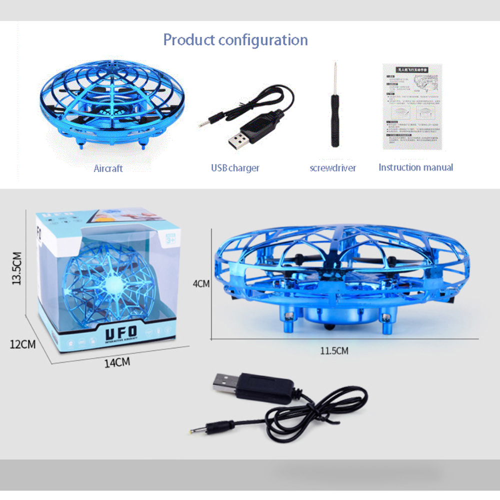 Induction Suspension UFO Aircraft Flying Toys Gesture Sensor Smart Flying Saucer with LED Lights Mini Aircraft play
