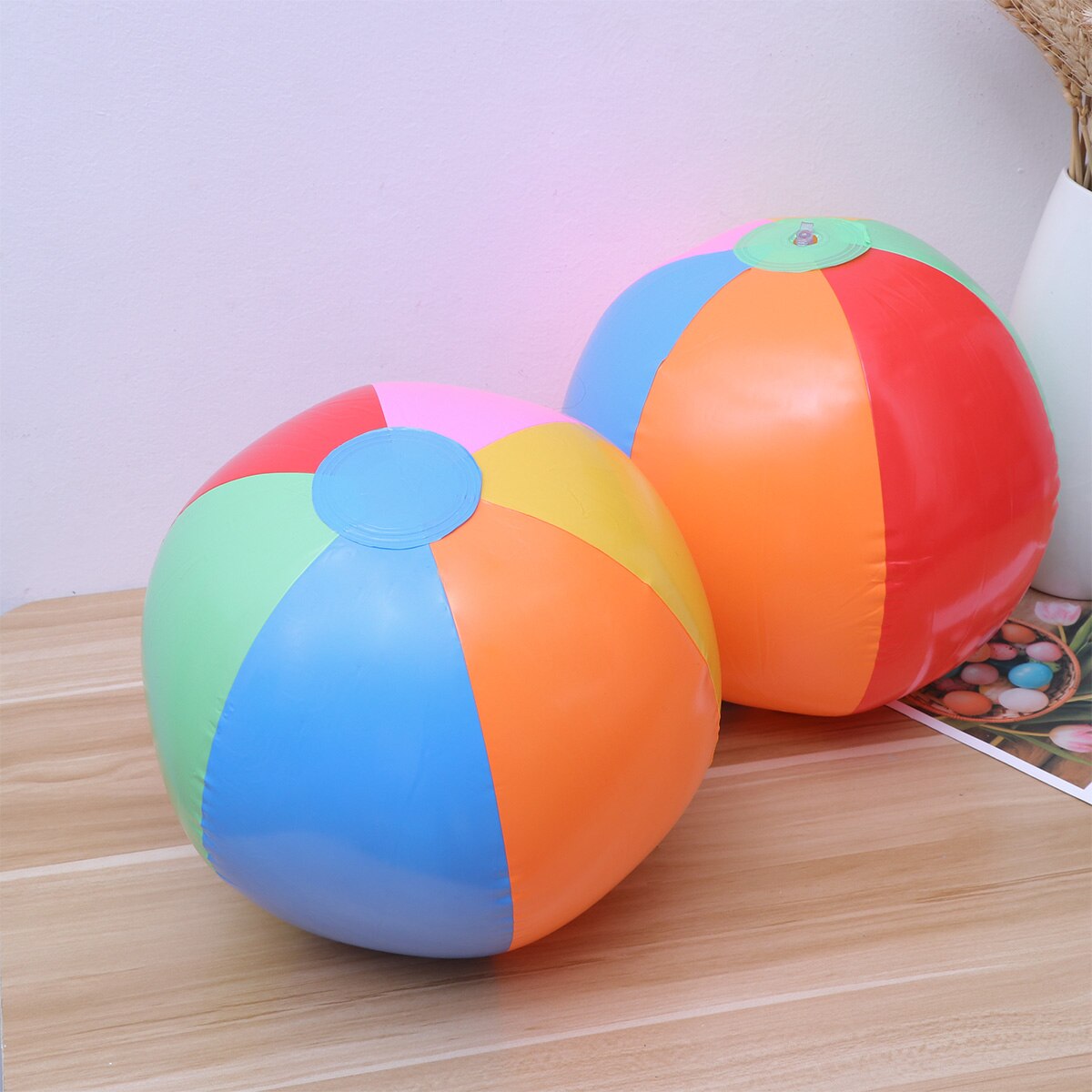 6pcs Beach Ball Inflatable PVC Children Six Color Beach Ball Toy Ball For Ocean Swimming Pool Beach Summer