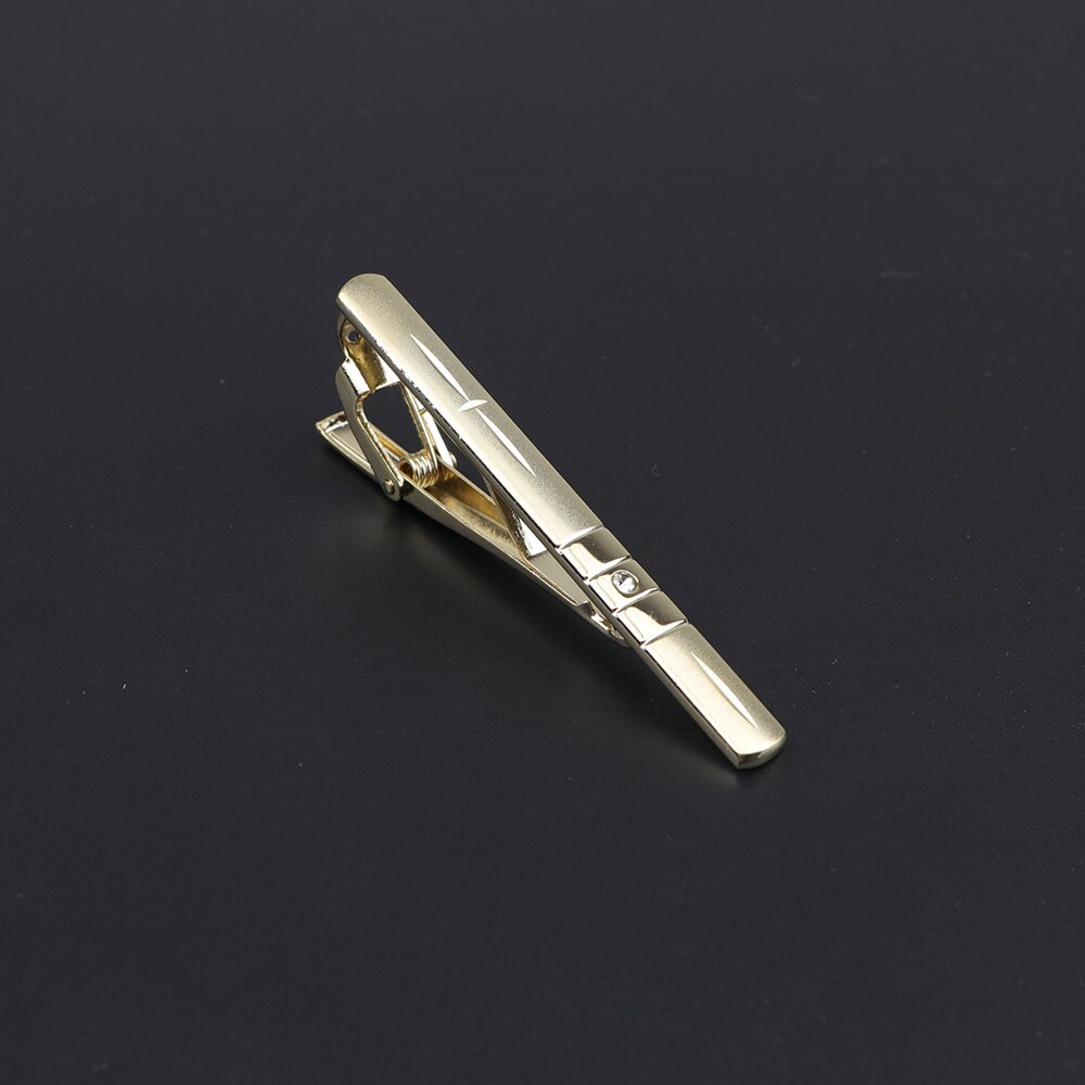 Slips klip klassisk trendy mænd guld krystal juvel metal mandlig business banket bar slips clips lås tilbehør: 7
