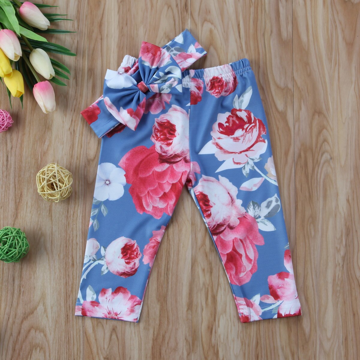 Ropa de pantalón con estampado de flores para niña pequeña, ropa Floral para niñas