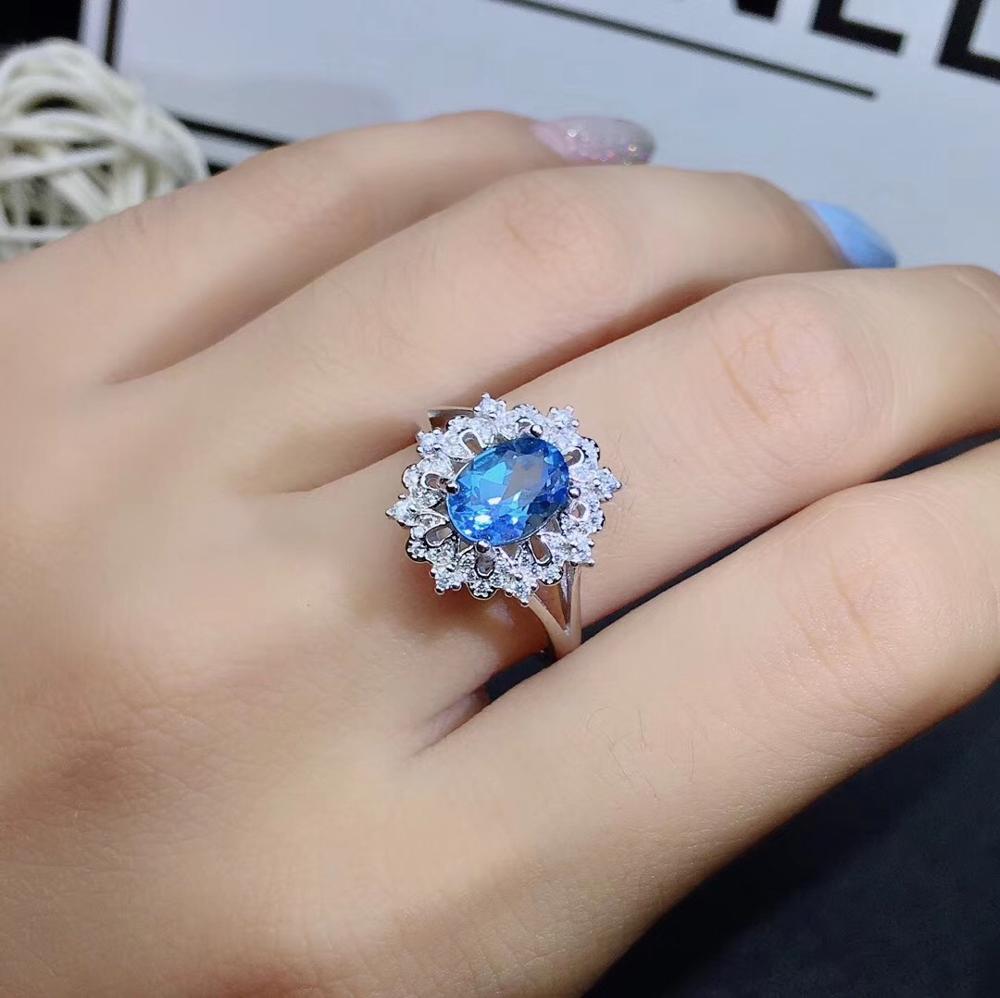 KJJEAXCMY boutique schmuck 925 sterling silber eingelegte Natürliche Blau topas edelstein anhänger ring weiblichen anzug unterstützung erkennung