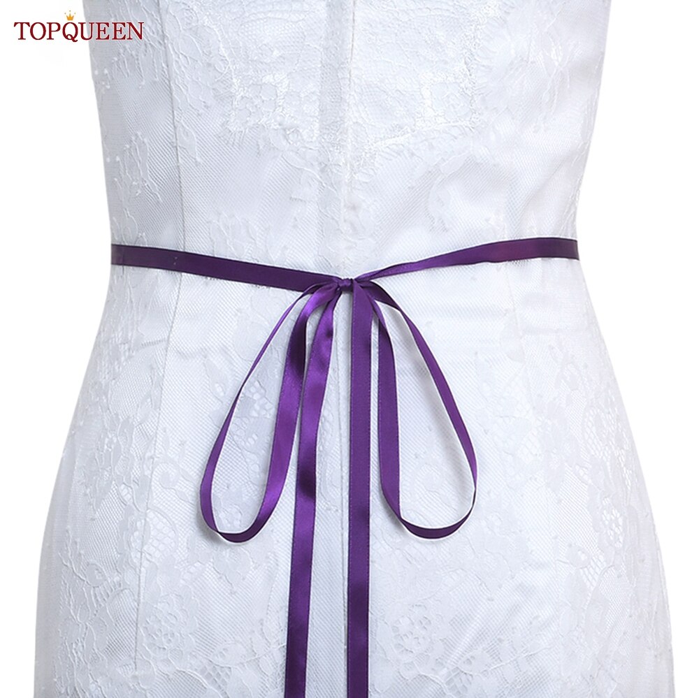 TOPQUEEN-Cinturón de lujo para novia, faja con apliques de diamantes de imitación para vestido de boda, cinturones de joyería, cinturón de Vestido plateado brillante, S437-S: purple ribbon