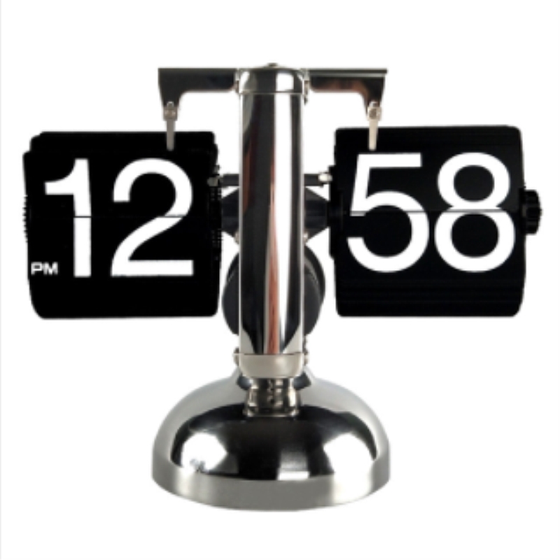 Horloge rotative automatique de Page Style européen, petite Balance, toute nouvelle horloge de bureau rétro pour salon, décorations simples pour la maison: Black one leg