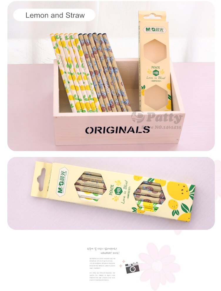 Lápices de madera HB para oficina y escuela, lápiz de dibujo estándar, material de escritorio escolar infantil, 12 unidades, F868: Default Title