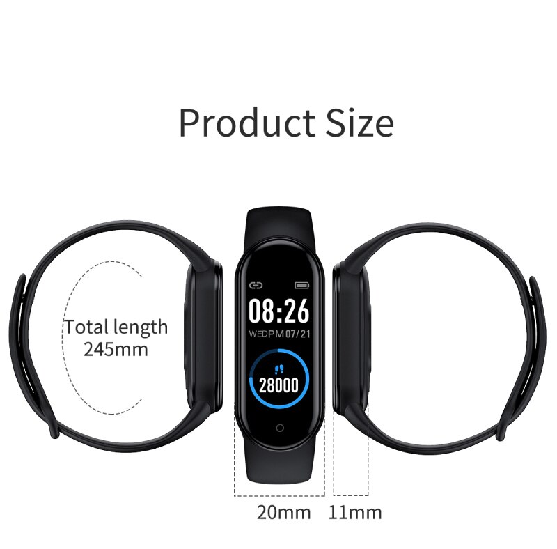 M5 Smart Band Fitness Tracker Smart Horloge Smarthwatch Armband Hartslag Bloeddruk Smartband Monitor Polsband
