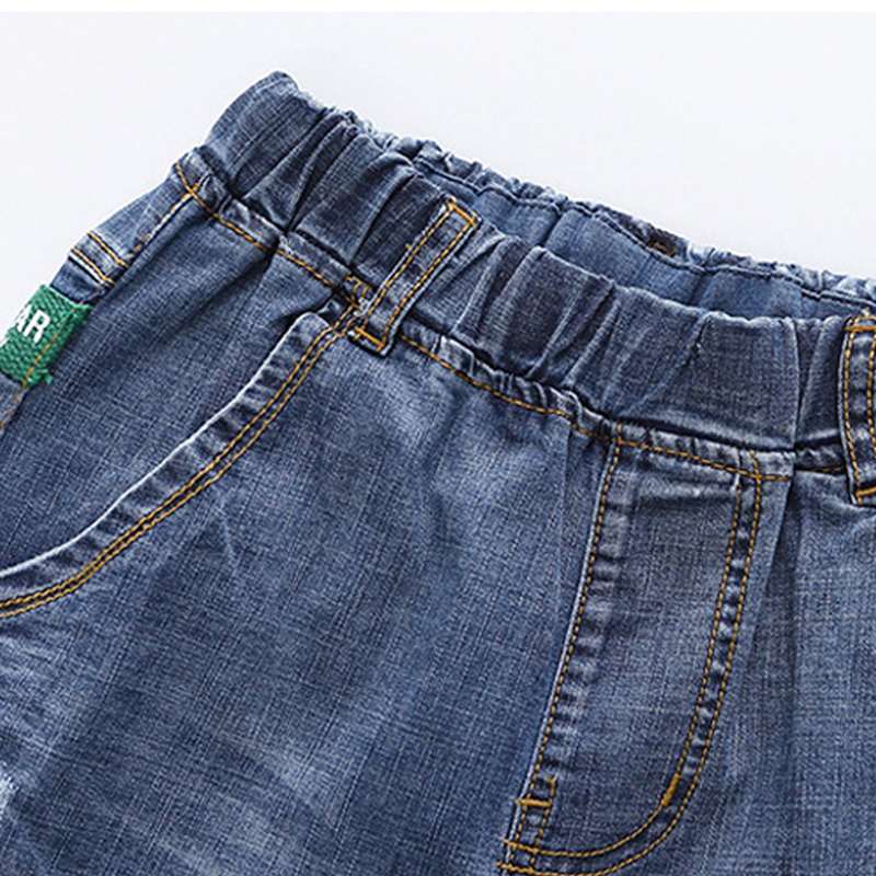 IENENS-pantalones vaqueros cortos para niños, Shorts finos y suaves, ropa informal para niños de 4 a 11 años, color azul claro
