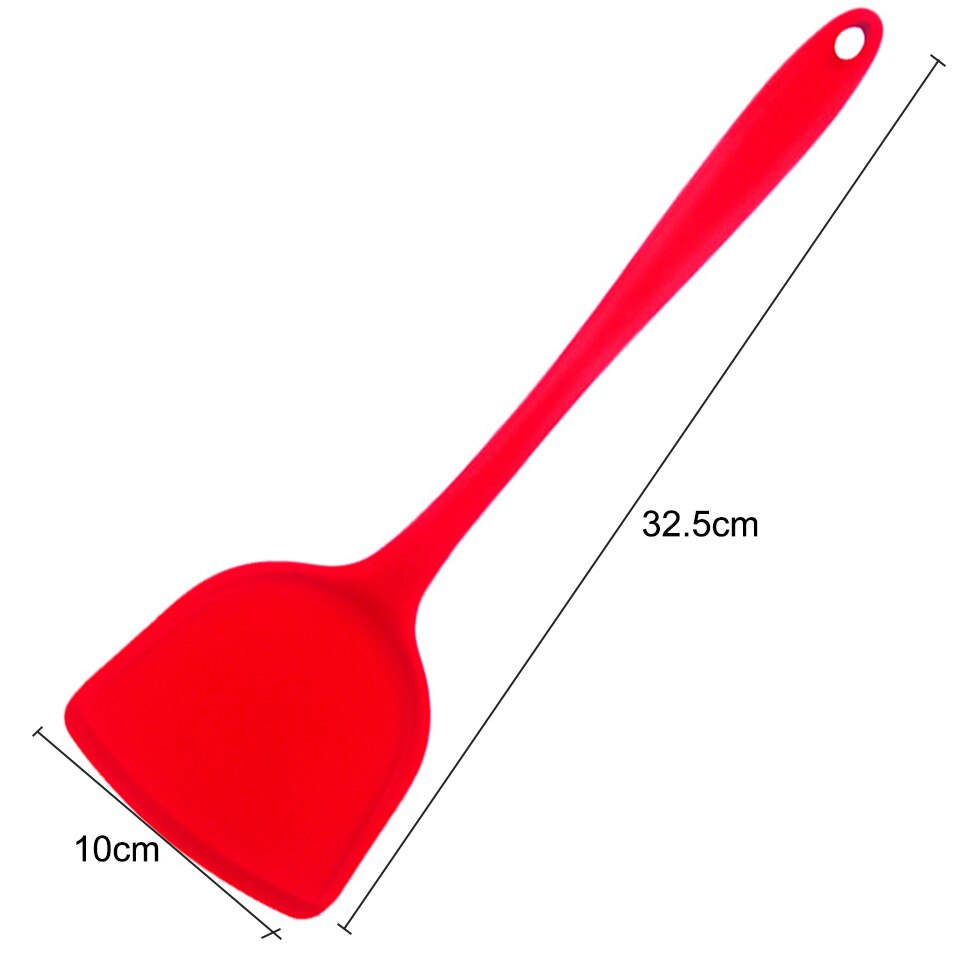 Transhome-ustensiles de cuisine en Silicone, spatule de cuisine, grattoir de cuisine, viande, œufs, pelle à Pizza large, outil de cuisine antiadhésif: red 32.5cm