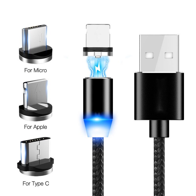 1m Magnetische Micro USB Kabel Für iPhone Samsung Android Handy Schnelle Lade USB Typ C Kabel Magnet Ladegerät draht Kabel