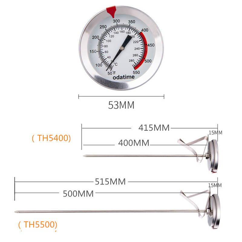 Odatime 40/50 CM Rvs Thermometer Voor Vlees Water BBQ Grill Oven Keuken Thermometer Maaltijden Snelle Koorts temperatuurmeter