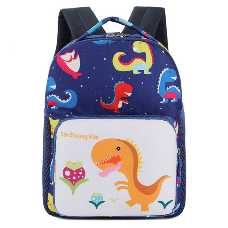 Mini børn rygsække sød tegneserie dinosaur trykt skoletasker til børnehave piger drenge børn anti-tabt børnehave taske: Mørkeblå
