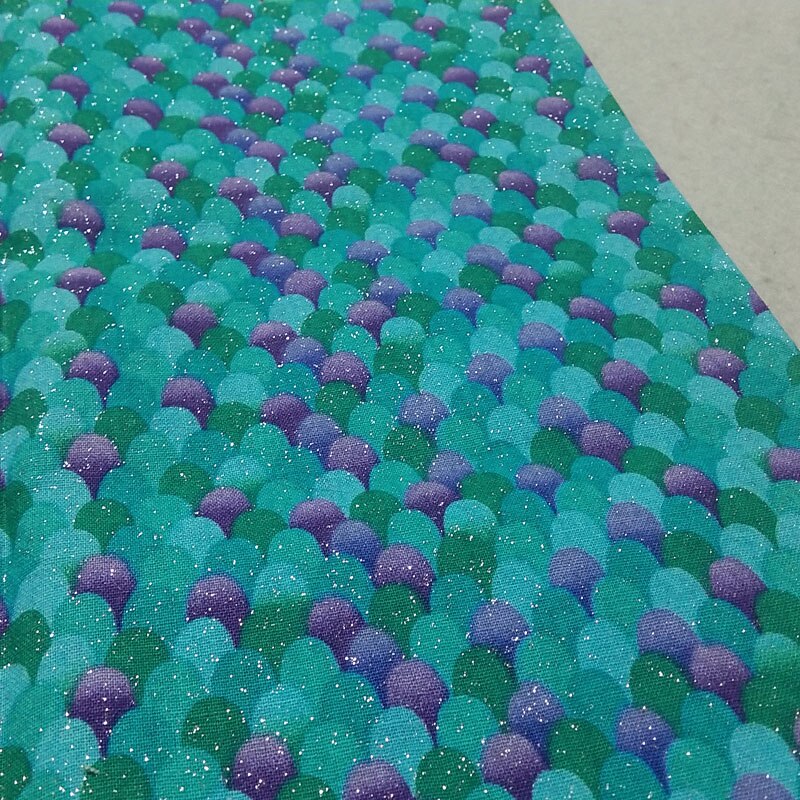 50x105cm Glitter Silver Stamping Fish Scale Printed Cotton Fabric Bling Bling DIY Fabric Patchwork for Cloth Dress Home