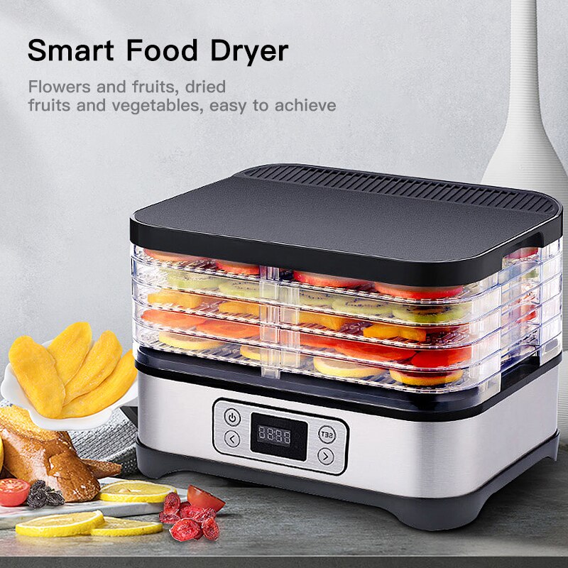 Gedroogd Fruit Groenten Kruid Vlees Machine Huishoudelijke Mini Voedsel Dehydrator Huisdier Vlees Uitgedroogd 5 Trays Snacks Lucht Droger Eu Plug hwc