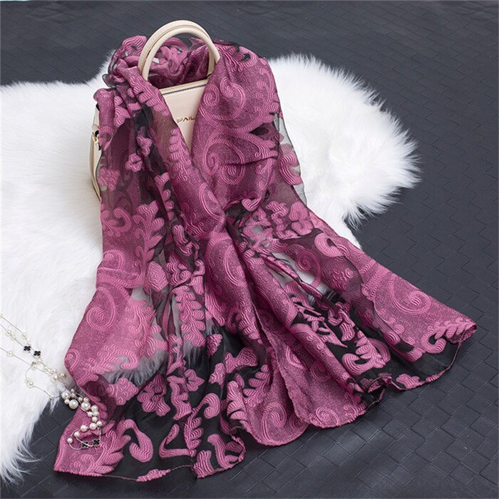 die Seide schal frauen sommer brise leichte schier schals und wickelt bandana Strand Organza Blick spitze hohl schals fo damen: 37