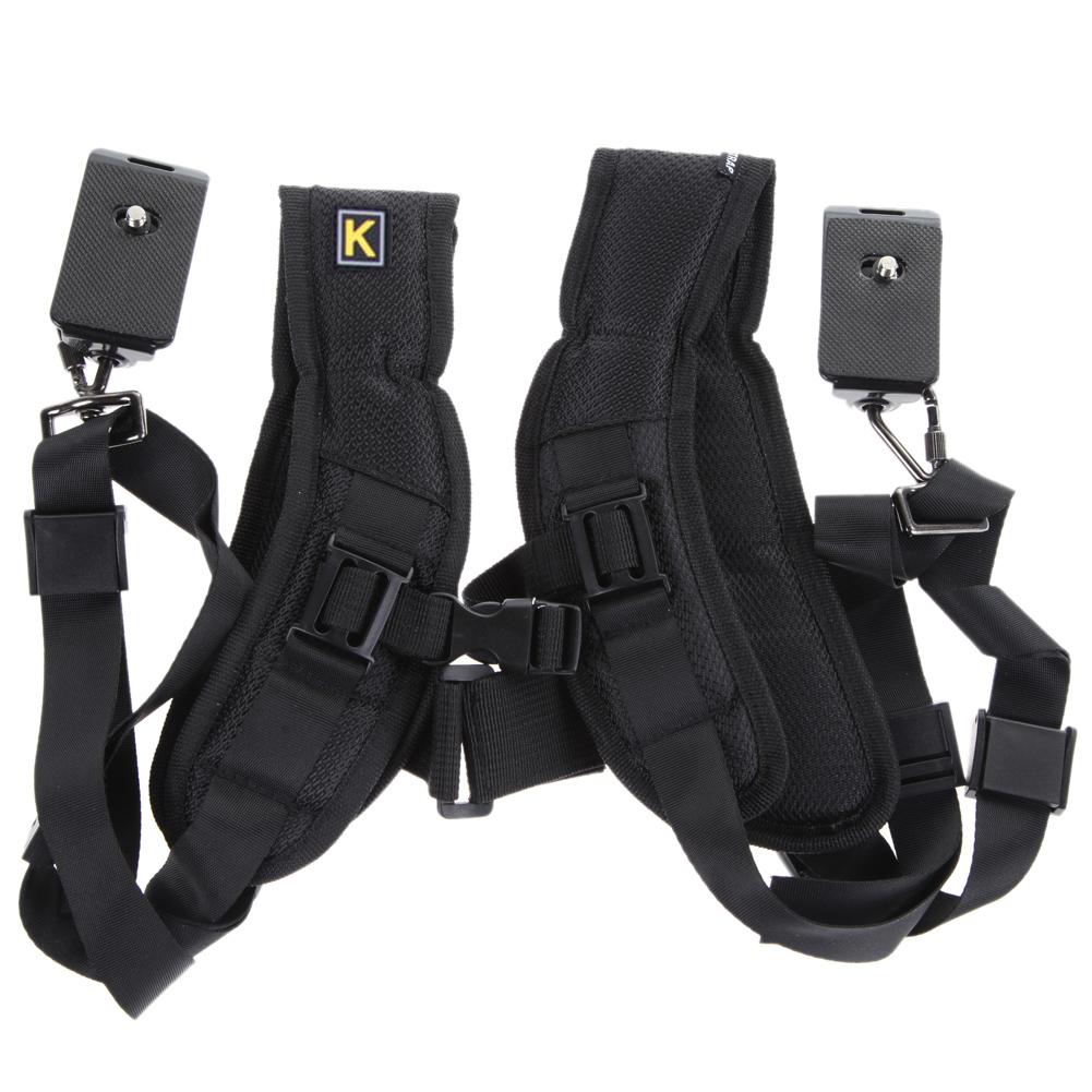 Negro doble Dual Cámara cabestrillo con correa de hombro Correa rápido cabestrillo ajuste de la correa para DSLR. Accesorios para cámaras digitales