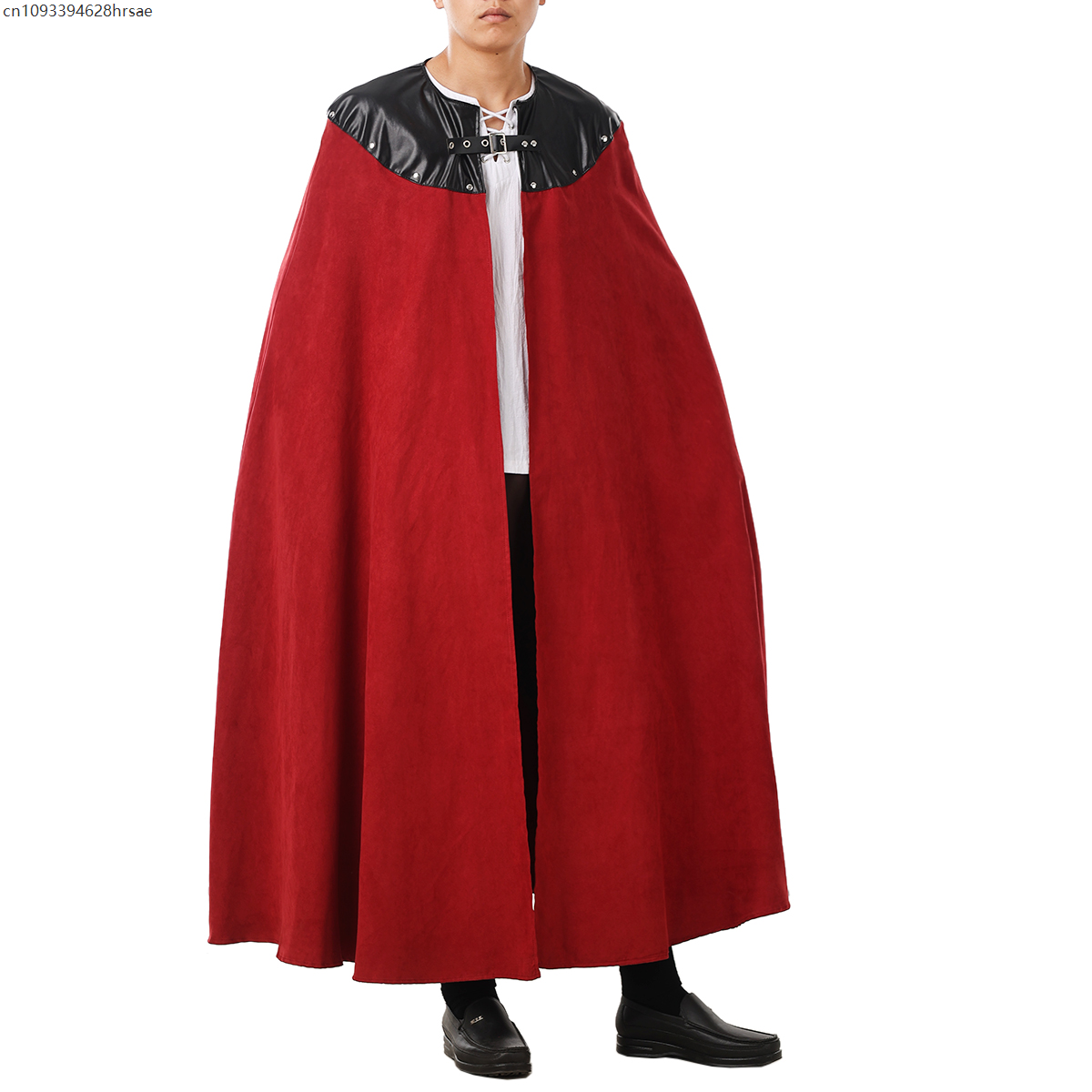 Mantello medievale uomo donna mantello vintage gotico mantello nero medievale cavalieri vichinghi costume halloween cosplay vestiti: Taglia xxl / Rosso