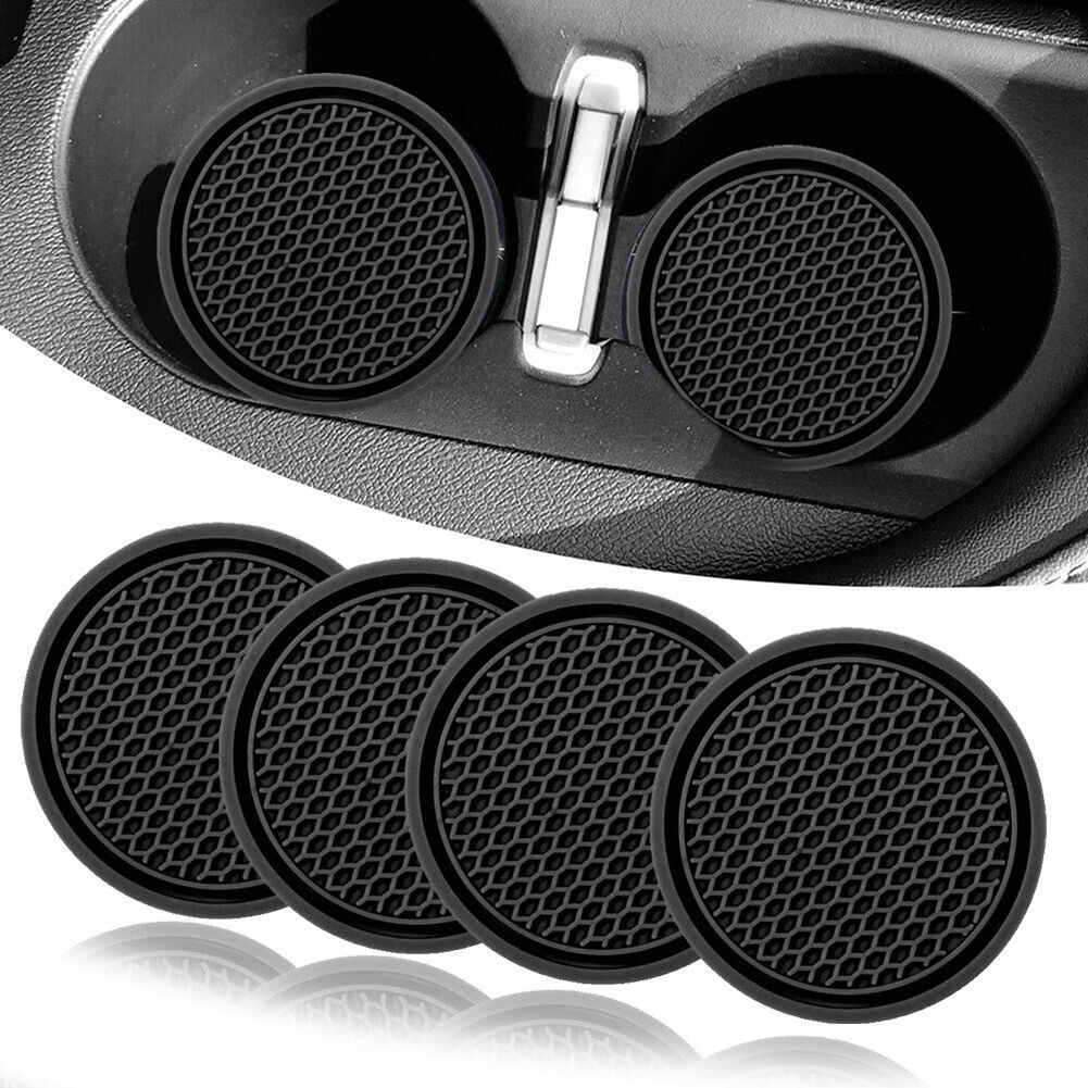 4 unids/set 7cm * 5cm portavasos de coche antideslizante inserto de silicona posavasos alfombrilla Universal accesorios de coche negro apto para la mayoría de los coches estilo