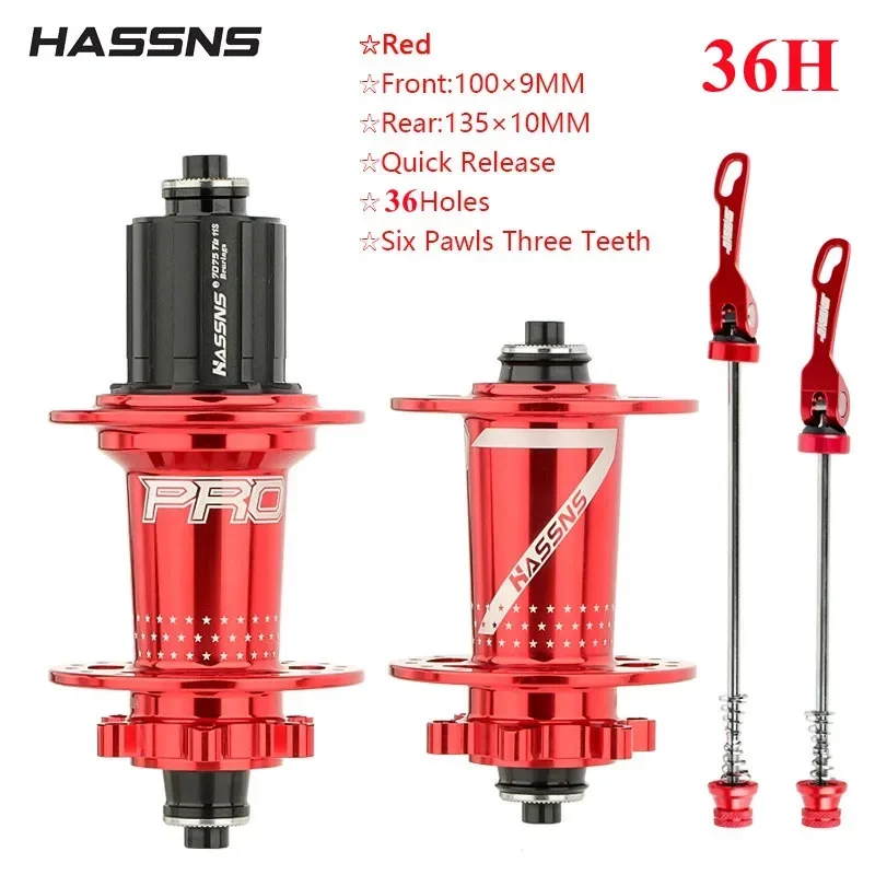 HASSNS PRO7 MTB 36H Hub 32 36 Holes Bearing Bike Freehub Rear Hub Quick Release 32H Four Palin 7 8 9 10 11 12 Speed 6 Pawl Hubs: Blue