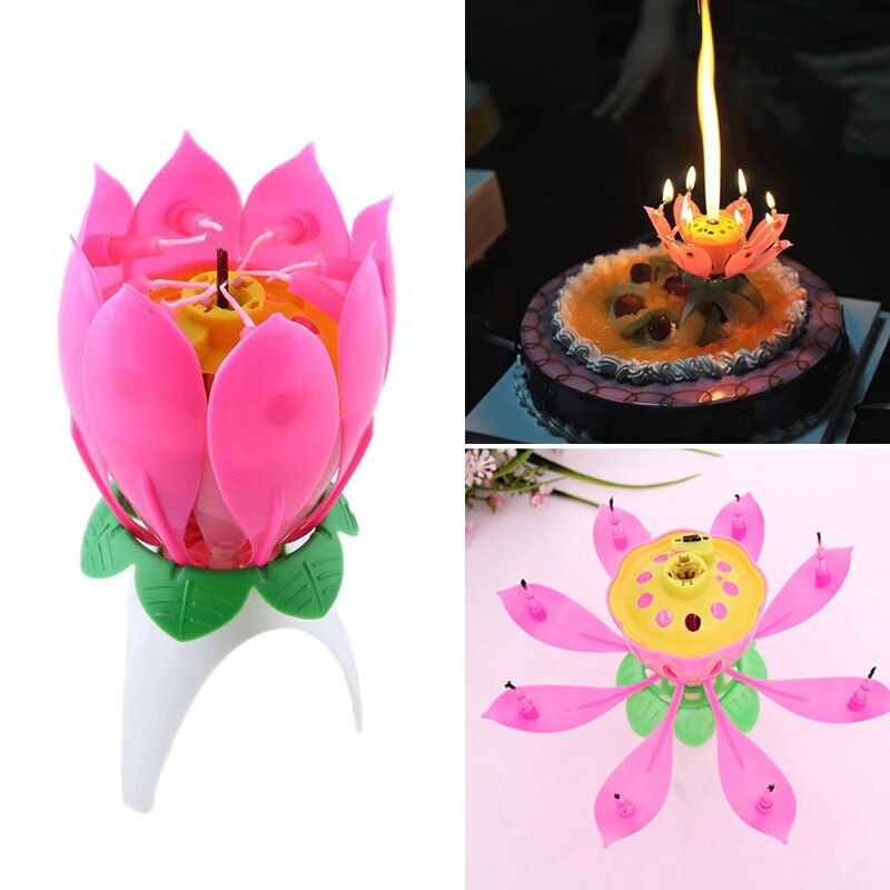 Joy Singing Music Birthday Candle Monolayer Lotus Candle Flowering Music Candle SCVD889