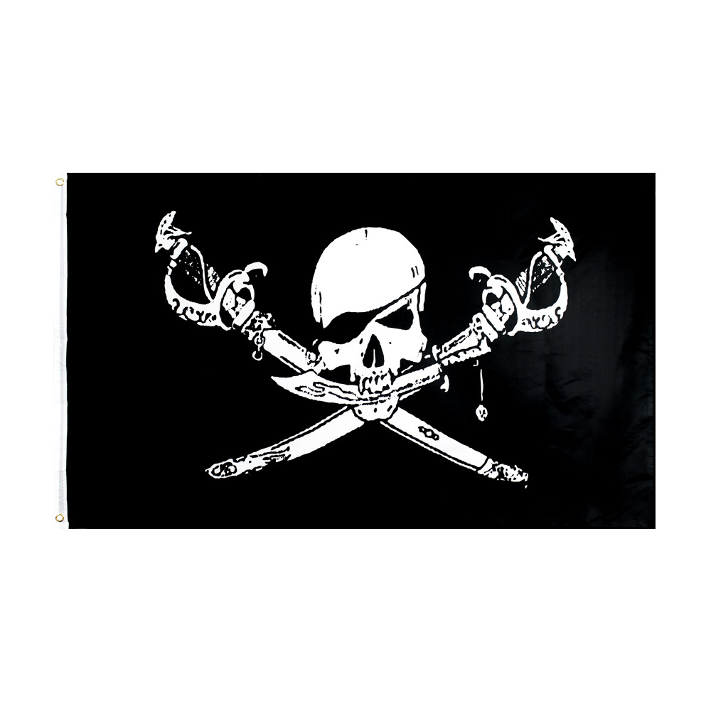 90* 154cm 1 stk piratflag kranium flag lærred header banner polyester med messing tyller halloween temafest udendørs dekoration: 2