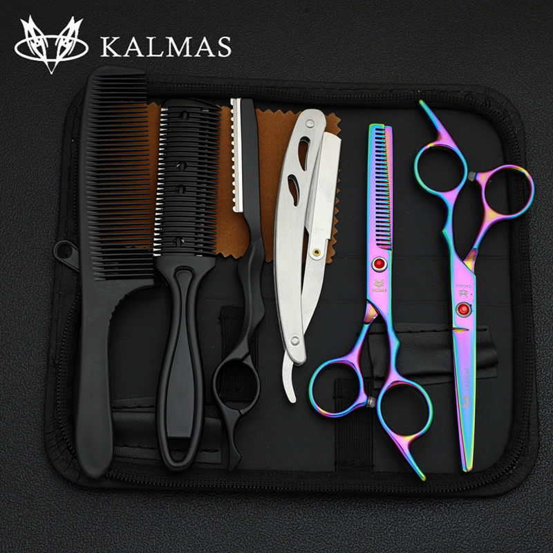 Kalmas kappersschaar set 6.0, kappersschaar set voor het knippen en uitdunnen van haar, salongereedschap