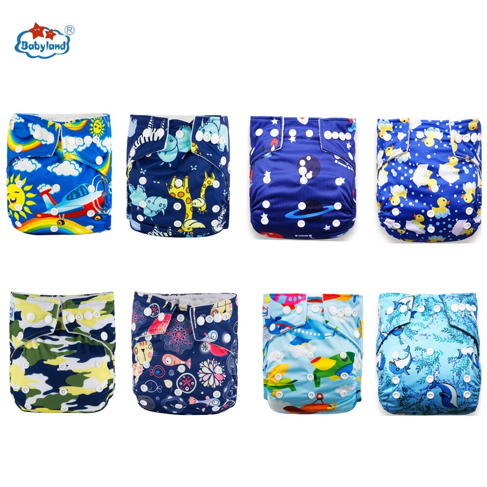 Babyland Umweltfreundliche Baby Tuch Windeln 8 teile/los Baby Windel Drucke Mehrweg Tasche Windel Für Baby 0-2 jahre/3-15KG: Boy B 8pcs