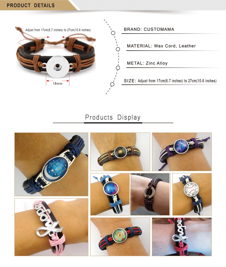 Hockey Charm Adjustable Leather Cuff Bracelets Women Men Boys Girl Jewelry Christmas Browm Color