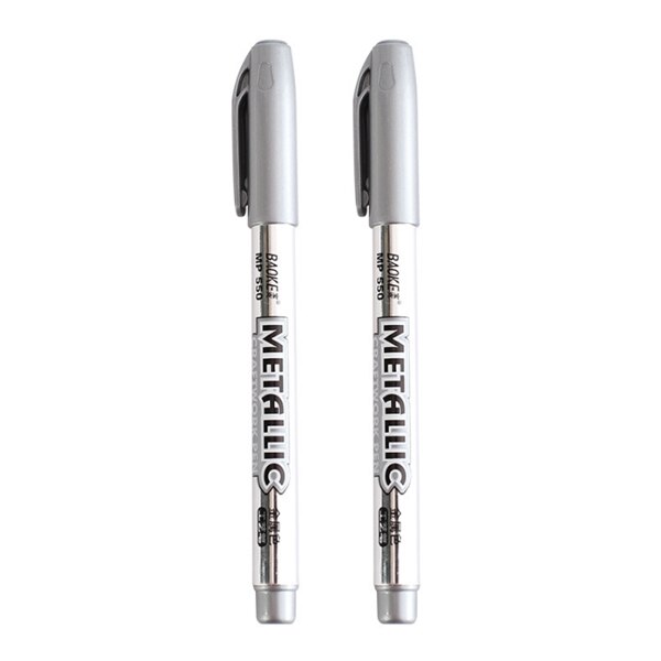 1/2 Pcs Paint Pen Metal Waterproof Permanent Paint Marker Pens Sharpie 1.5mm Up Paint Pen Marker Pen Art painting Supplies: 2pcs Silver