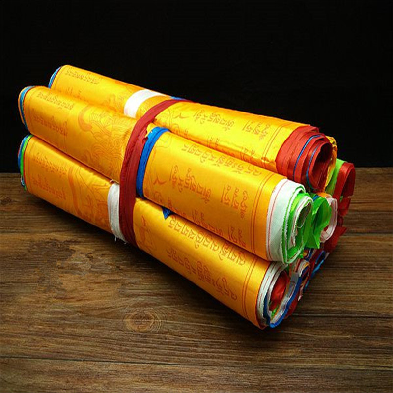 Tibetan Buddhist prayer flags 10 Scripture High-end Silk Wind Horse Flag 6.8 Meters 20 Pcs/string Ceremonial Religious Flag
