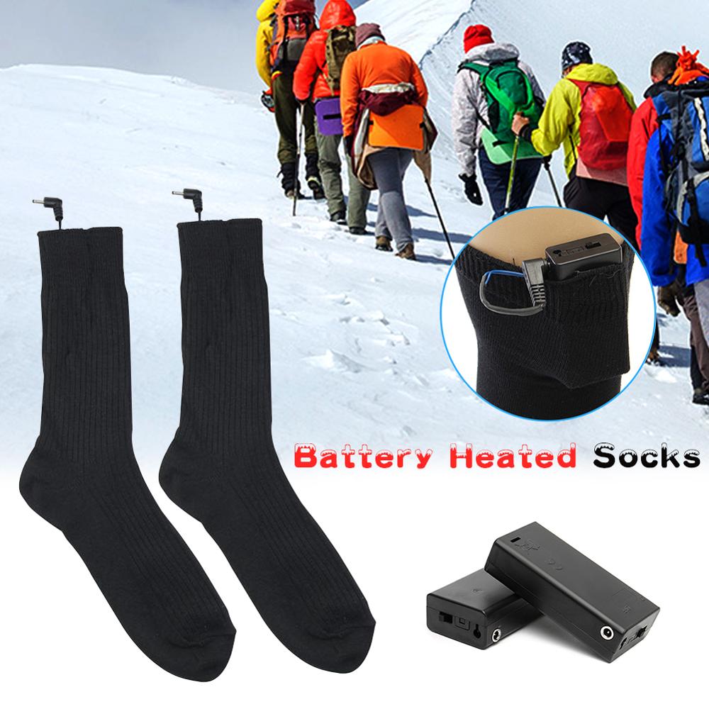 Calzini riscaldati in cotone termico 3V per uomo donna custodia a batteria scaldapiedi invernale calzini elettrici calza riscaldante