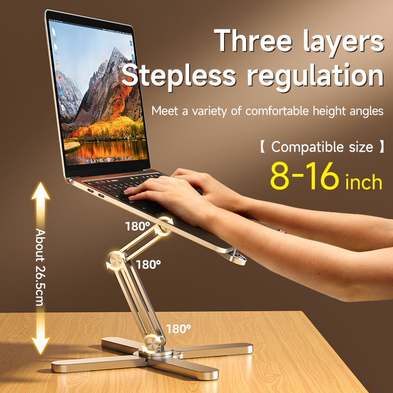Soporte plegable para portátil 360 ° Mesa giratoria para portátil, soporte de aleación de aluminio, soporte portátil para tableta y libros con disipación de calor