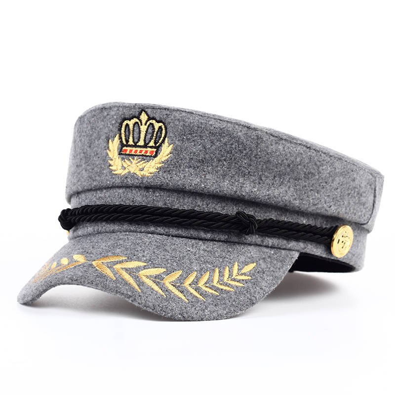 Voron studentlue menn kvinner kadettlue ull flat topp svart army matros lue unisex retro beret åttekantet lue