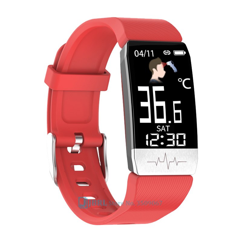 Temperatura Intelligente Banda 2020 Delle Donne Degli Uomini Braccialetto Intelligente Inseguitore di Fitness ECG Monitor di Frequenza Cardiaca di Smartband Per Android IOS Orologio Da Polso: red